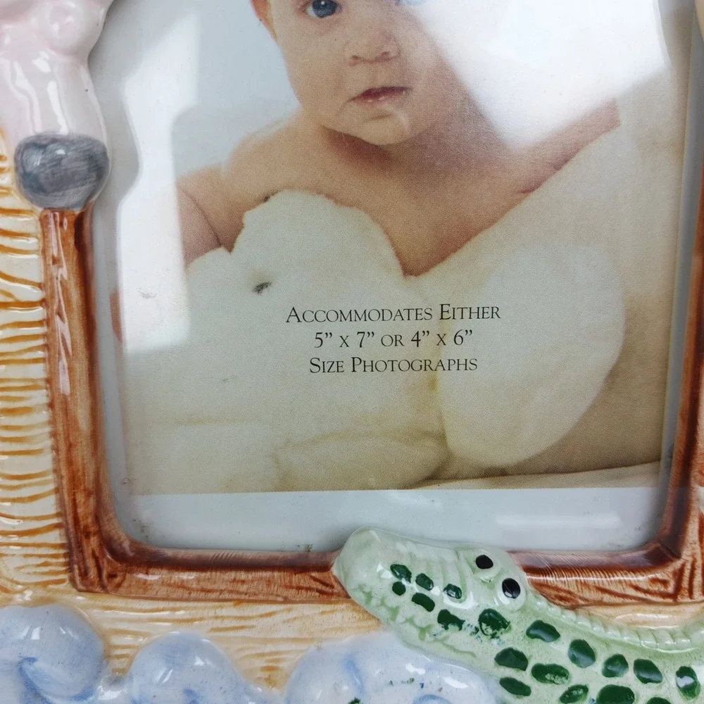 Noah's Ark Picture Frame C.R. Gibson Welcome Aboard Ceramic 3D Animal Nursery